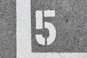 5 labeled on cement
